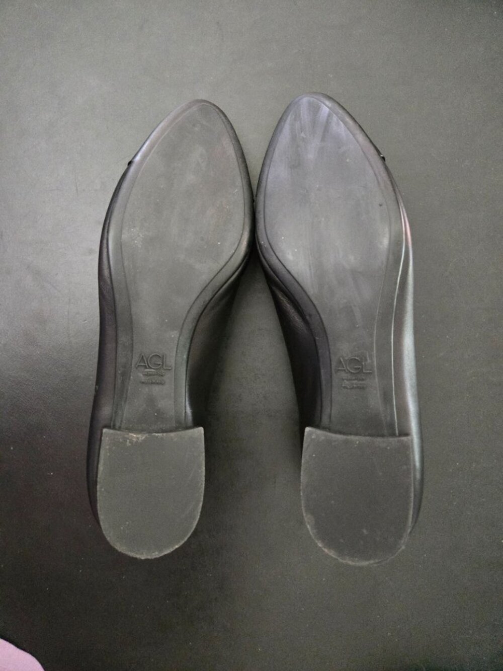 AGL Black Leather Flats with Patent Capped Toe NM, size 11 - Picture 2 of 4
